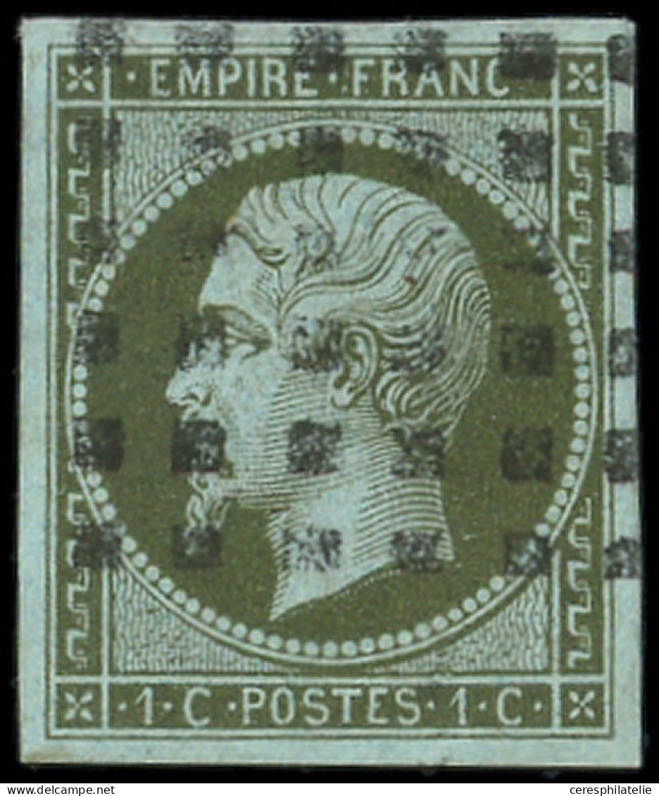 EMPIRE NON DENTELE - 11    1c. Vert-olive, Obl. GROS POINTS, R Et TB - 1853-1860 Napoleone III