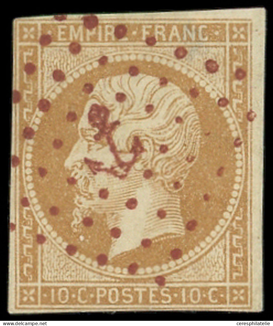 EMPIRE NON DENTELE - 13B  10c. Brun Clair, T II, Obl. ANCRE ROUGE, Petit Clair, R, Aspect TB - 1853-1860 Napoleon III