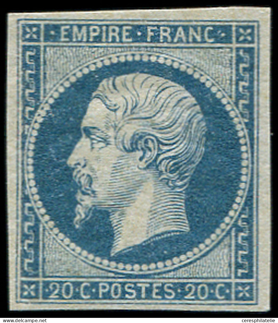 ** EMPIRE NON DENTELE - 14A  20c. Bleu, Pli Vertical S. Le Filet G., TB - 1853-1860 Napoleone III