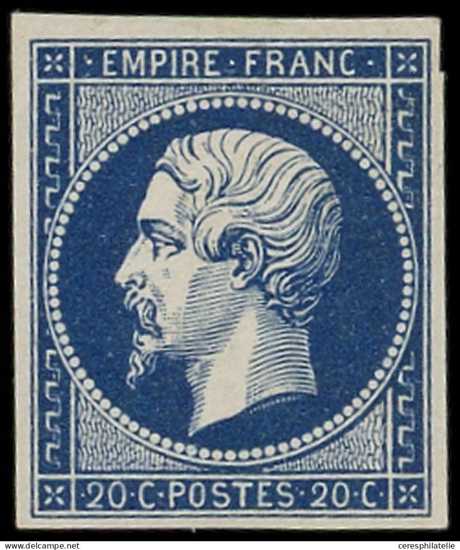 ** EMPIRE NON DENTELE - 14Aa 20c. Bleu Foncé, T I, Inf. Pli D'angle Sinon TB - 1853-1860 Napoleon III