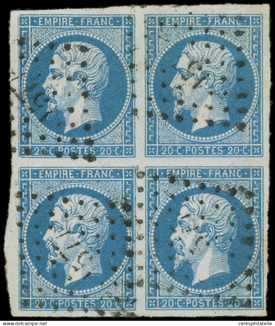 EMPIRE NON DENTELE - 14A  20c. Bleu, T I, BLOC De 4 Obl. PC 577, TTB - 1853-1860 Napoléon III