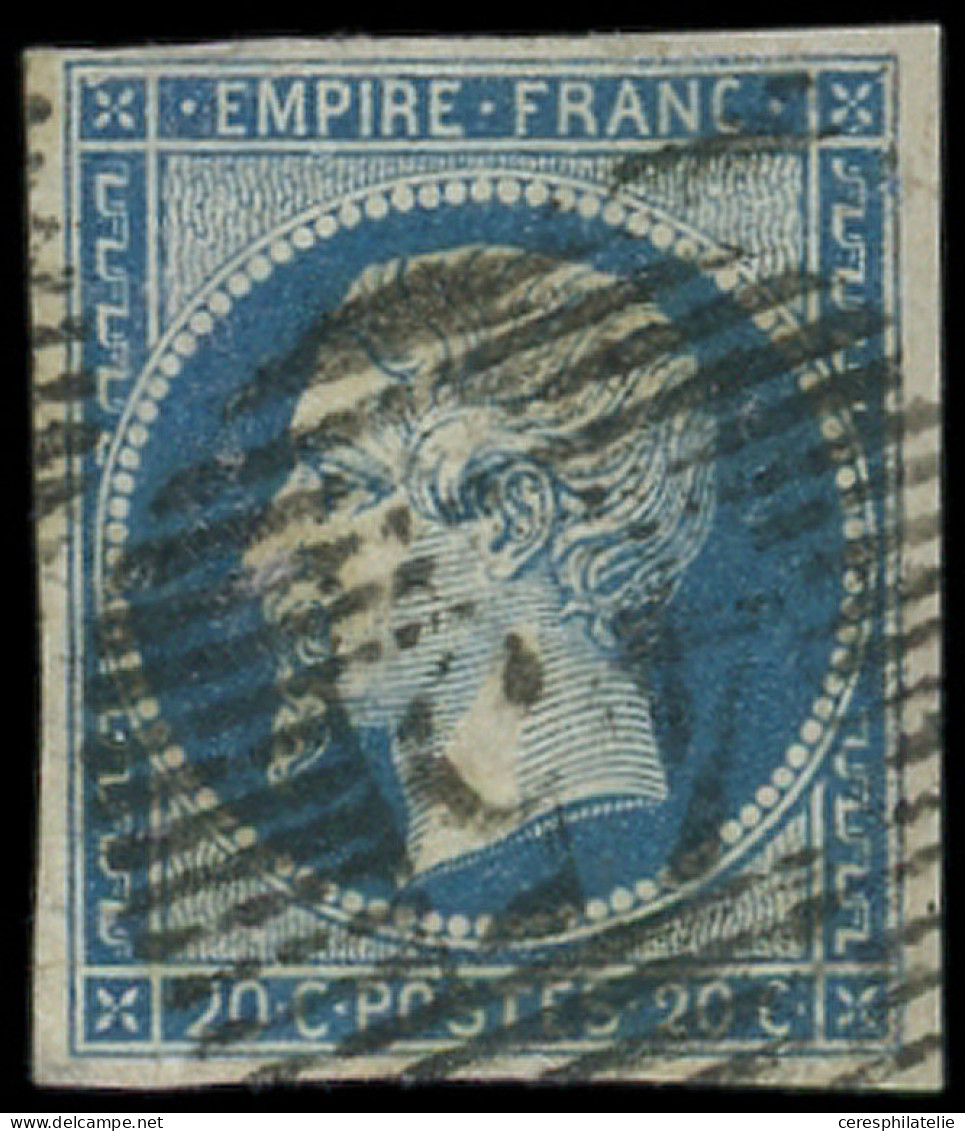 EMPIRE NON DENTELE - 14Aa 20c. Bleu Foncé, T I, Obl. GC 45 De BRUXELLES, RR, TB - 1853-1860 Napoléon III