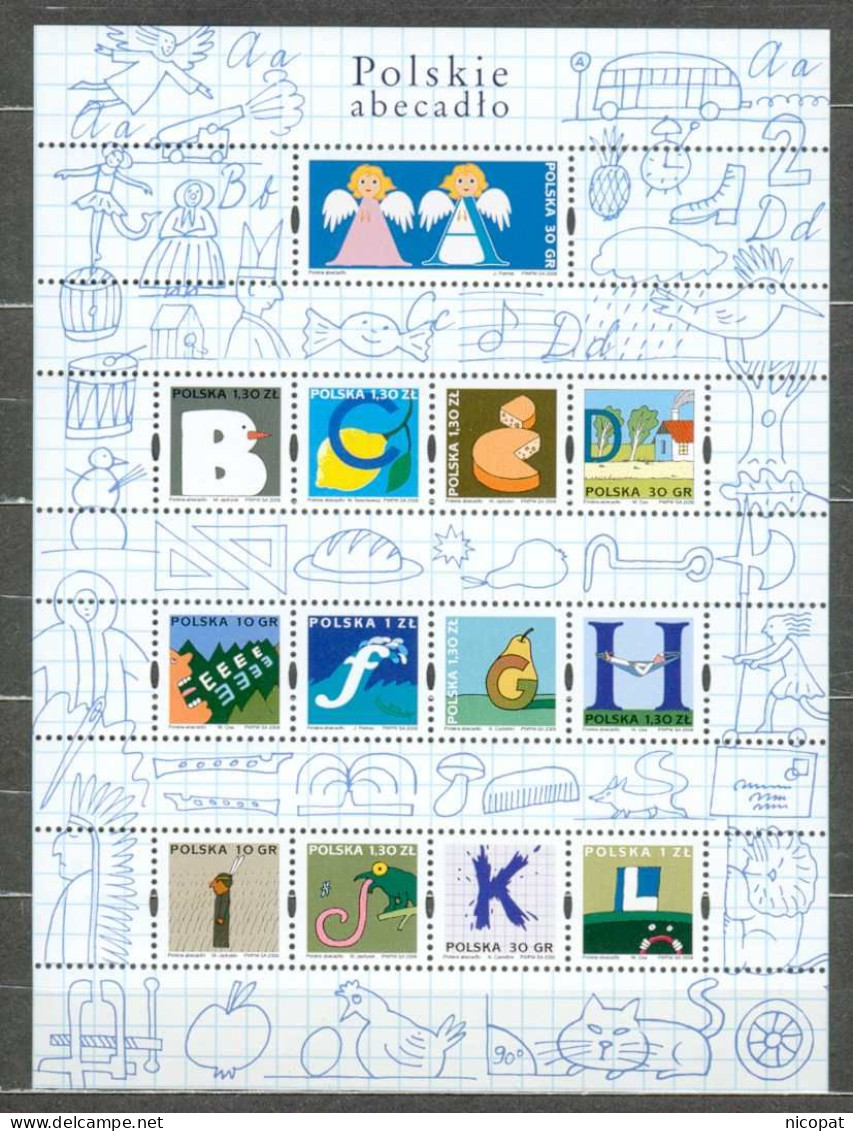 POLAND MNH ** 3996-4008 ALPHABET - Feuilles Complètes