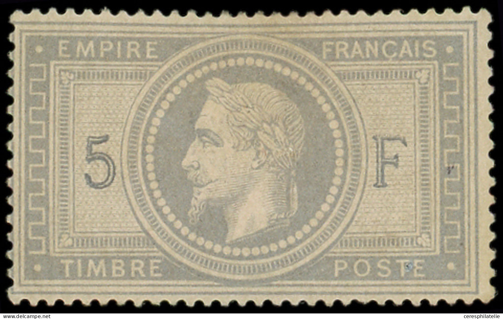 * EMPIRE LAURE - 33    5f. Violet-gris, Forte Ch. Et Trou D'épingle, B/TB. Br - 1863-1870 Napoleone III Con Gli Allori