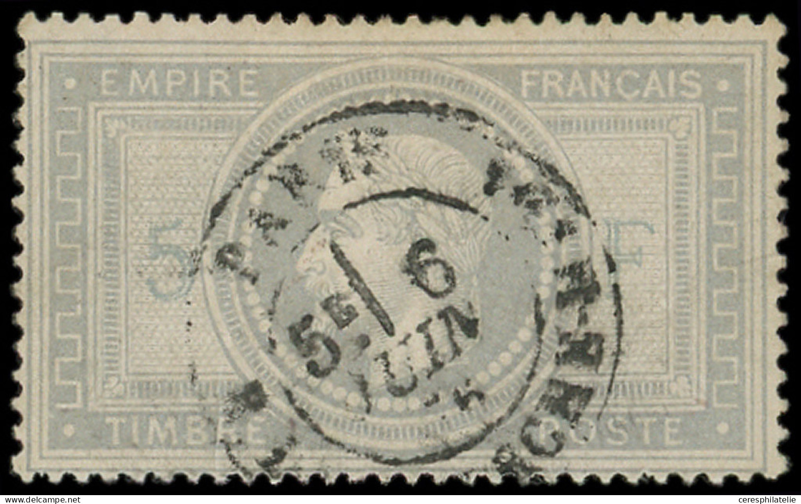 EMPIRE LAURE - 33    5f. Violet-gris, Obl. Càd, TB. Br - 1863-1870 Napoleon III With Laurels