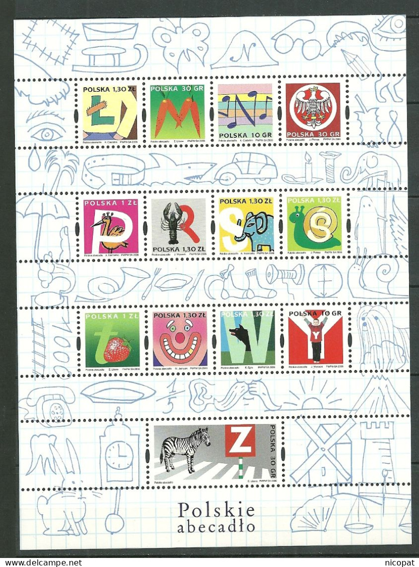 POLAND MNH ** 4020-4032 ALPHABET - Hojas Completas