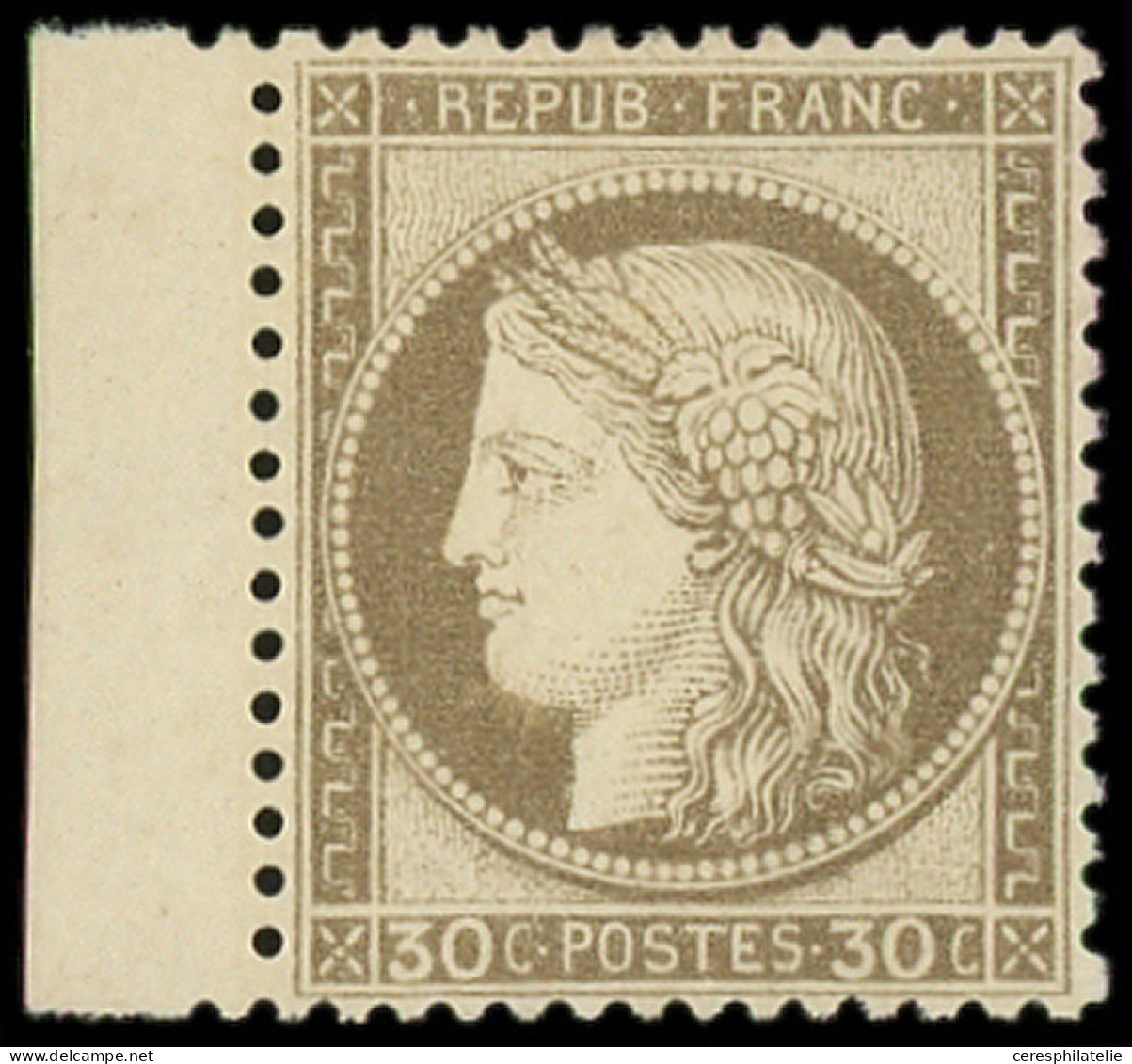 * CERES DENTELE - 56   30c. Brun, Centrage Parfait, Petit Bdf, Infime Ch., TTB/Superbe, Certif. JF Brun - 1871-1875 Ceres