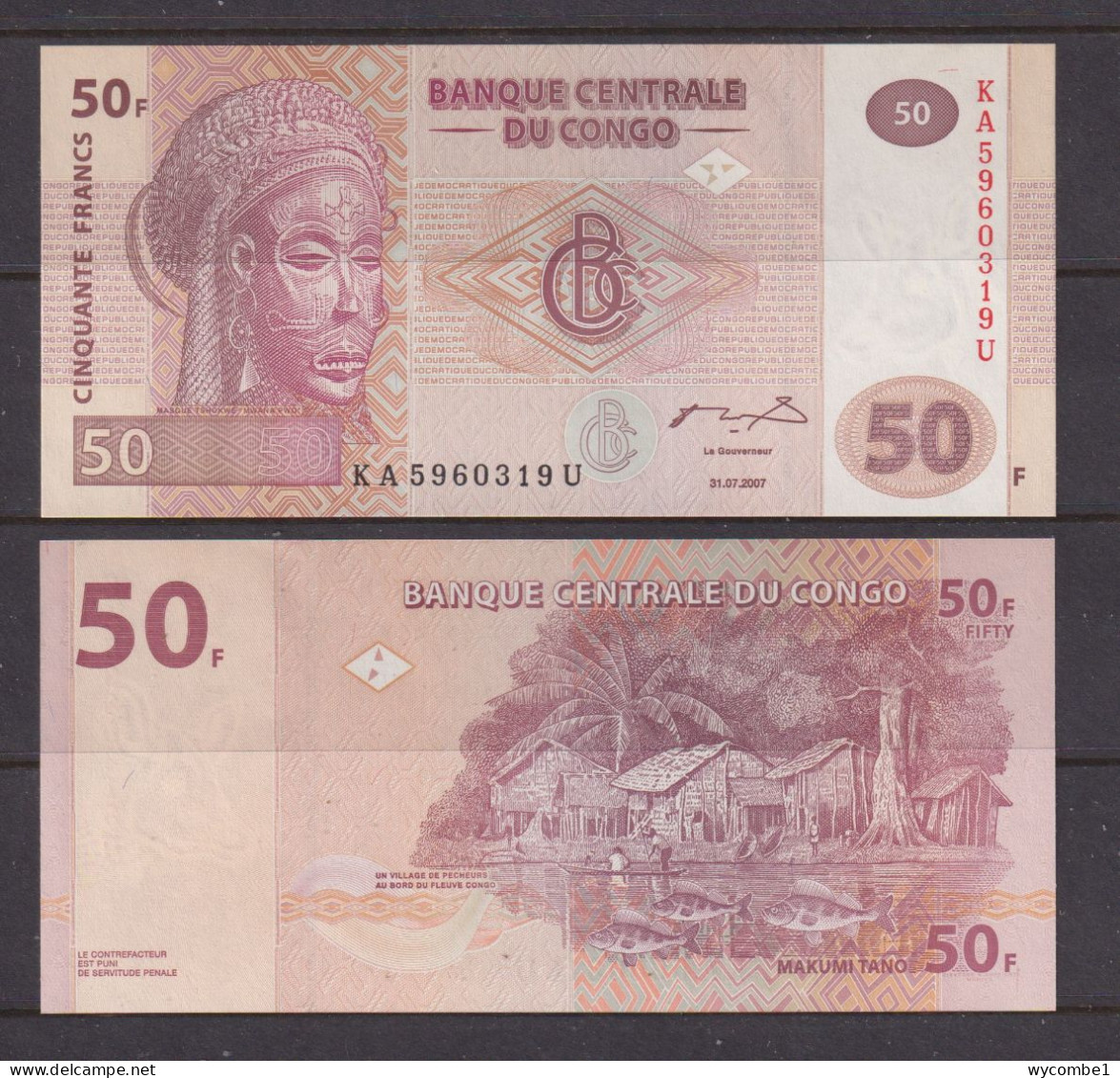 CONGO DR  -  2007 50 Francs UNC  Banknote - Democratic Republic Of The Congo & Zaire