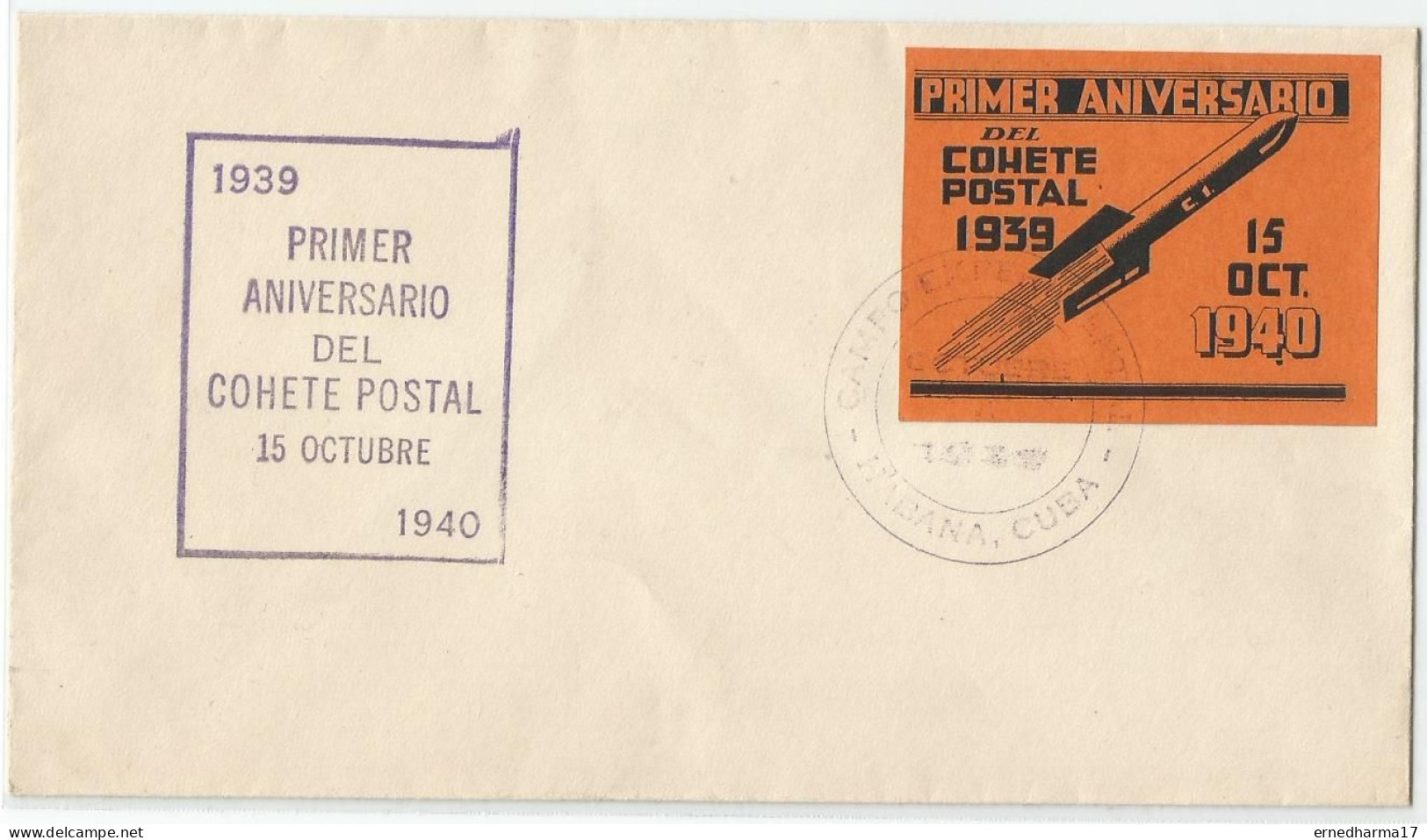 Cuba 1940. Cover With 1st Anniversary Sheet Of The First Experimental Rocket Flight. October 15, 1940. VERY SCARCE - Oblitérés