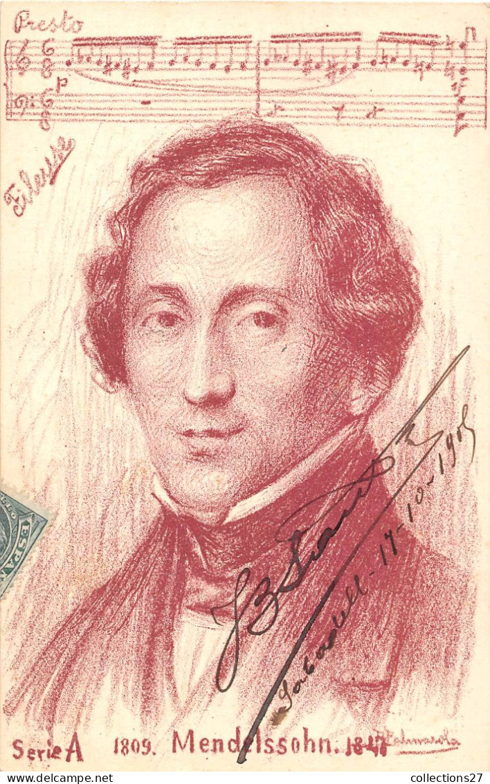 MENDELSSOHN- 1847-COMPOSITEUR- PAR L'ILLUSTRATEUR. R. PALMAROLA - Zangers En Musicus