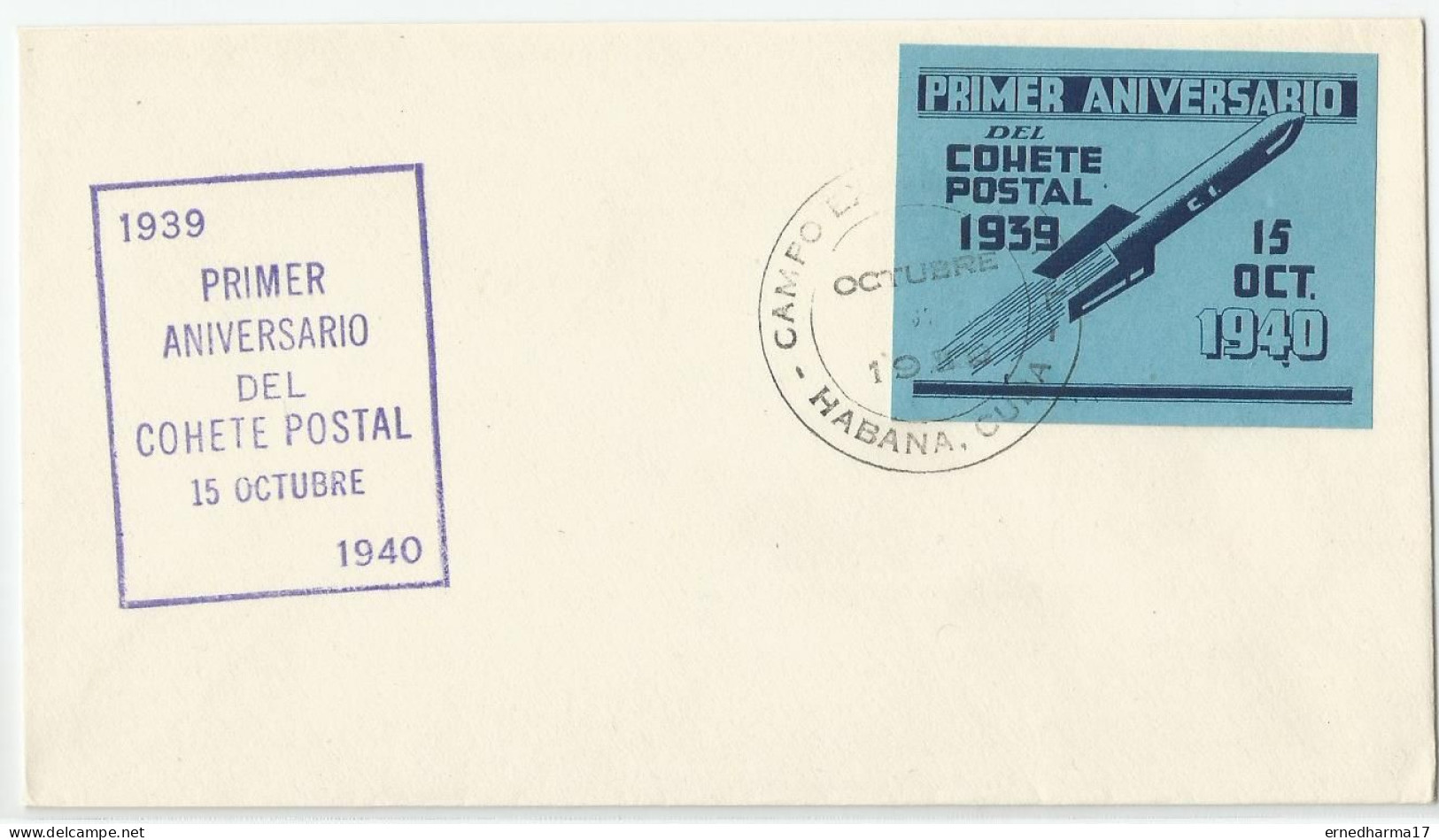 Cuba 1940. Cover With 1st Anniversary Sheet Of The First Experimental Rocket Flight. October 15. VERY SCARCE - Gebraucht