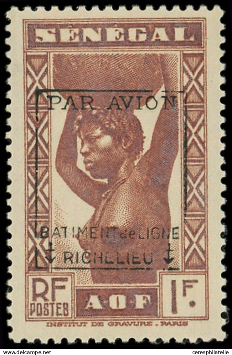** Poste Aérienne Militaire -  6 : 1f. Brun-rouge Du Sénégal, Surch. BATIMENT De LIGNE RICHELIEU, TB - Military Airmail