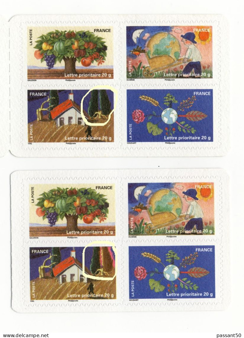 Bloc De 4 Issu Du Carnet " Le Timbre Fête La Terre " YT 530 531 536 537 Avec Variété Arbre En Feu . Superbe , Voir Scan - Ongebruikt