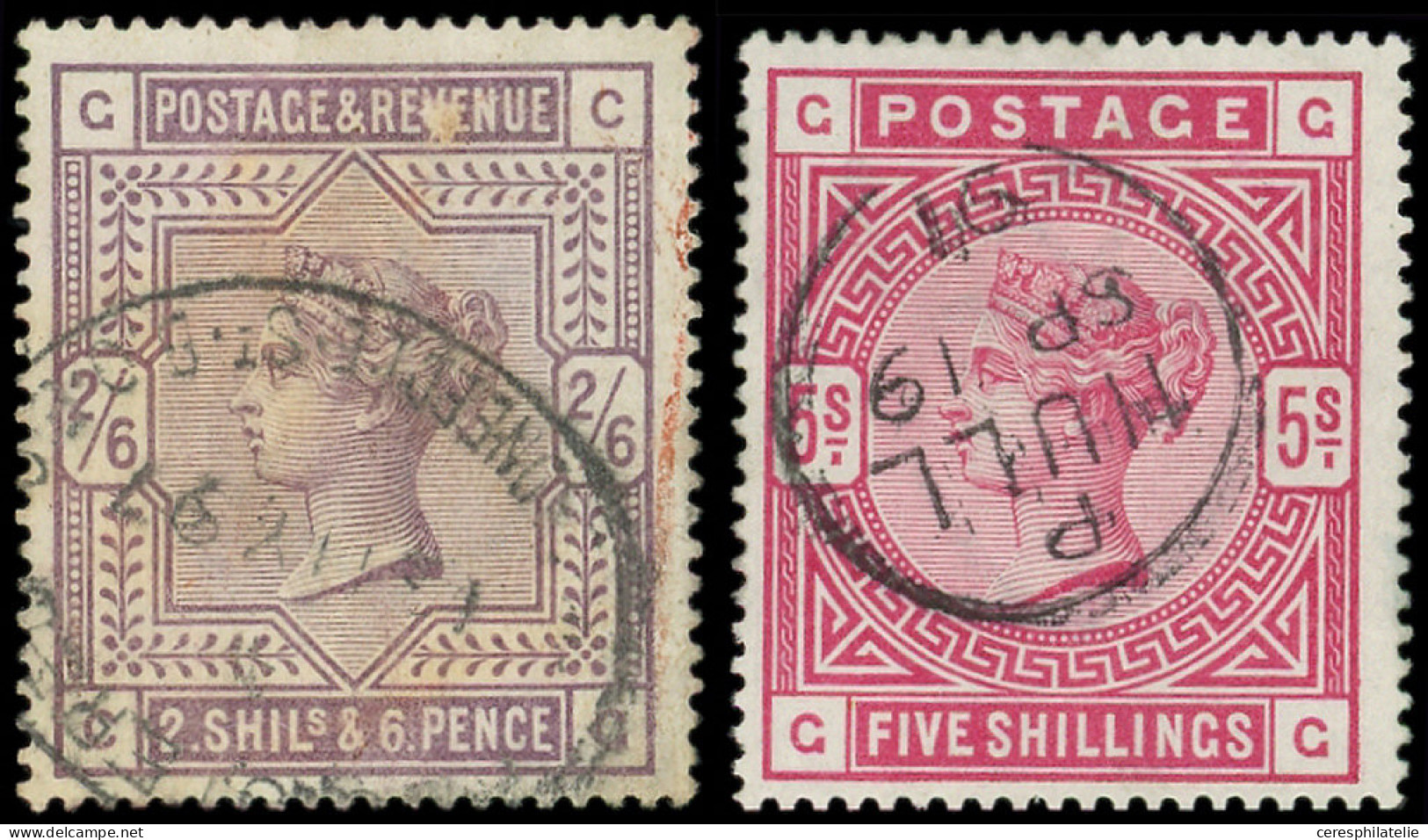 * GRANDE BRETAGNE 86/87 : 2/6 Violet Et 5s. Rose, Papier Blanc, Obl., TB - Unused Stamps