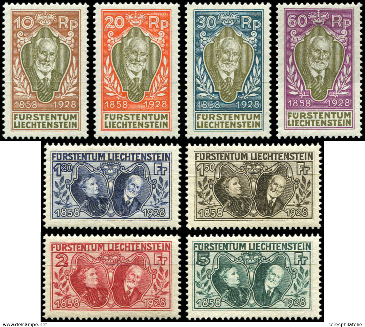 * LIECHTENSTEIN 82/89 : Jean II, La Série De 1928, N°87/89 Infime Ch., TB - Nuovi