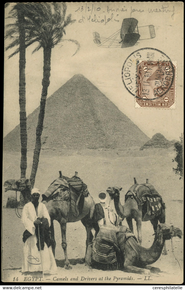 Let EGYPTE 29 : 1m. Brun Obl. HELIOPOLIS/AERODROME 13/2/10 S. CP (non Voyagé), Dernier Jour Du Meeting, R Et TB - Otros & Sin Clasificación