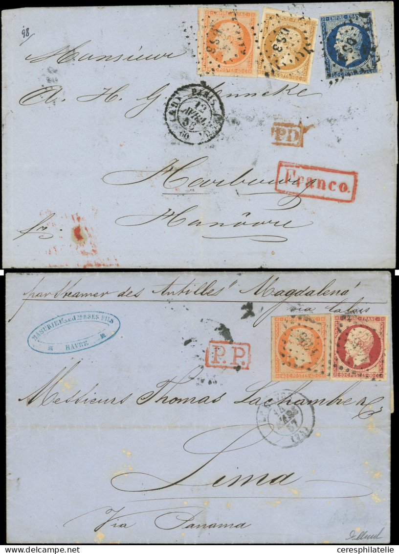 Let 5 Lettres Affr. Empire Non Dentelés, N°12 Et 16, Bon Lot à Voir, B Et TB - Sammlungen (im Alben)