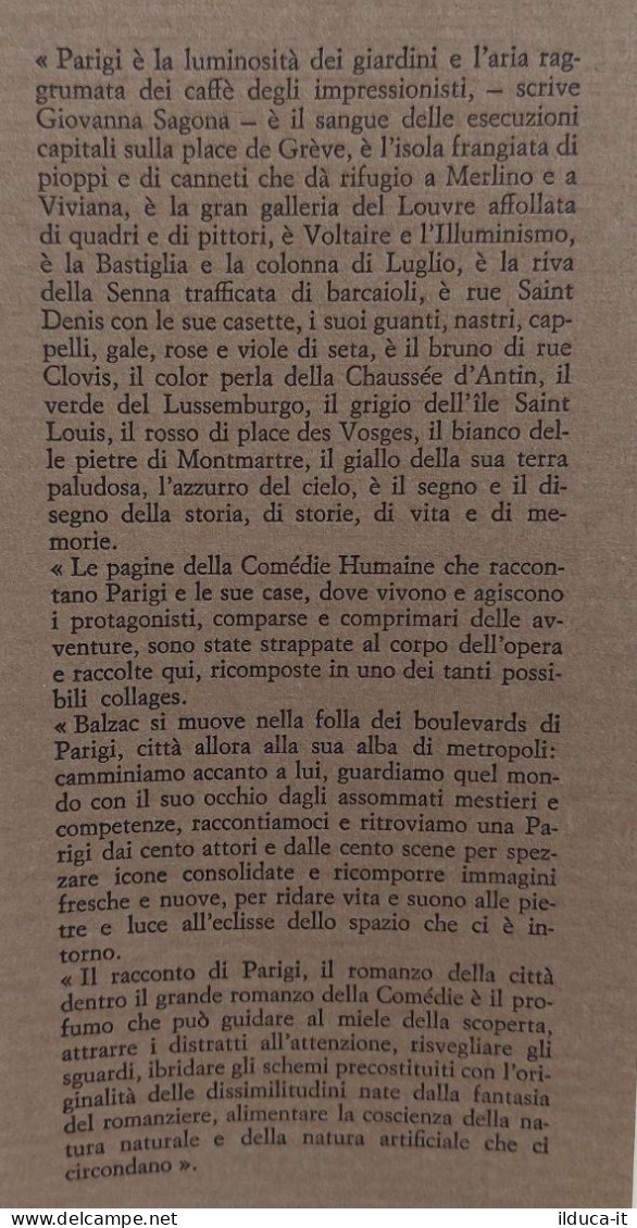 46487 V Caracciolo - Lo Spirito Della Città Nella Parigi Di Balzac-Sellerio 1993 - Gesellschaft Und Politik