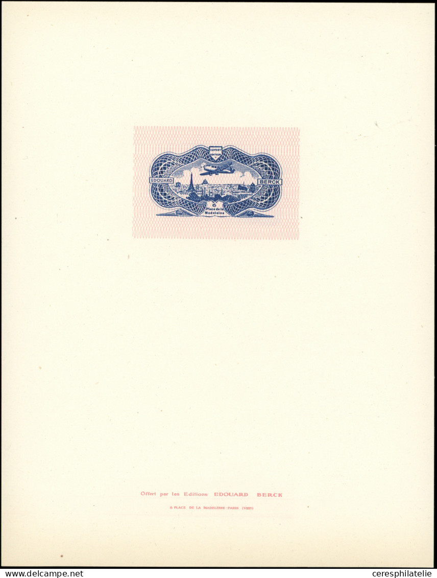 PA 15b, 50f. Burelage Renversé, 2 Ex. Obl. (l'un Pli D'angle), On Joint L'épreuve Et Le Timbre Par Edouard Berck - Collections