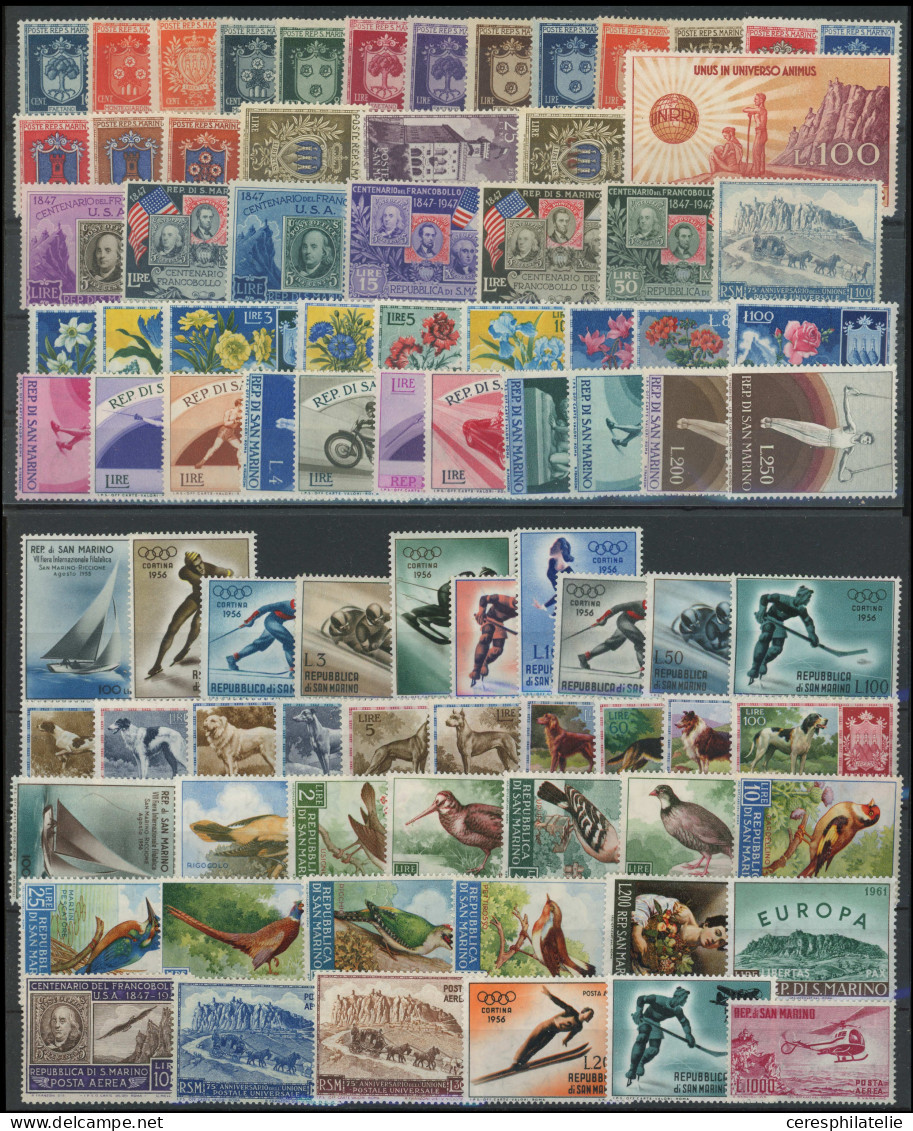 ** Saint-Marin, Petit Lot Entre 1945 Et 1961, Poste Et PA, Présenté Sur 2 Plaquettes, TB - Unused Stamps