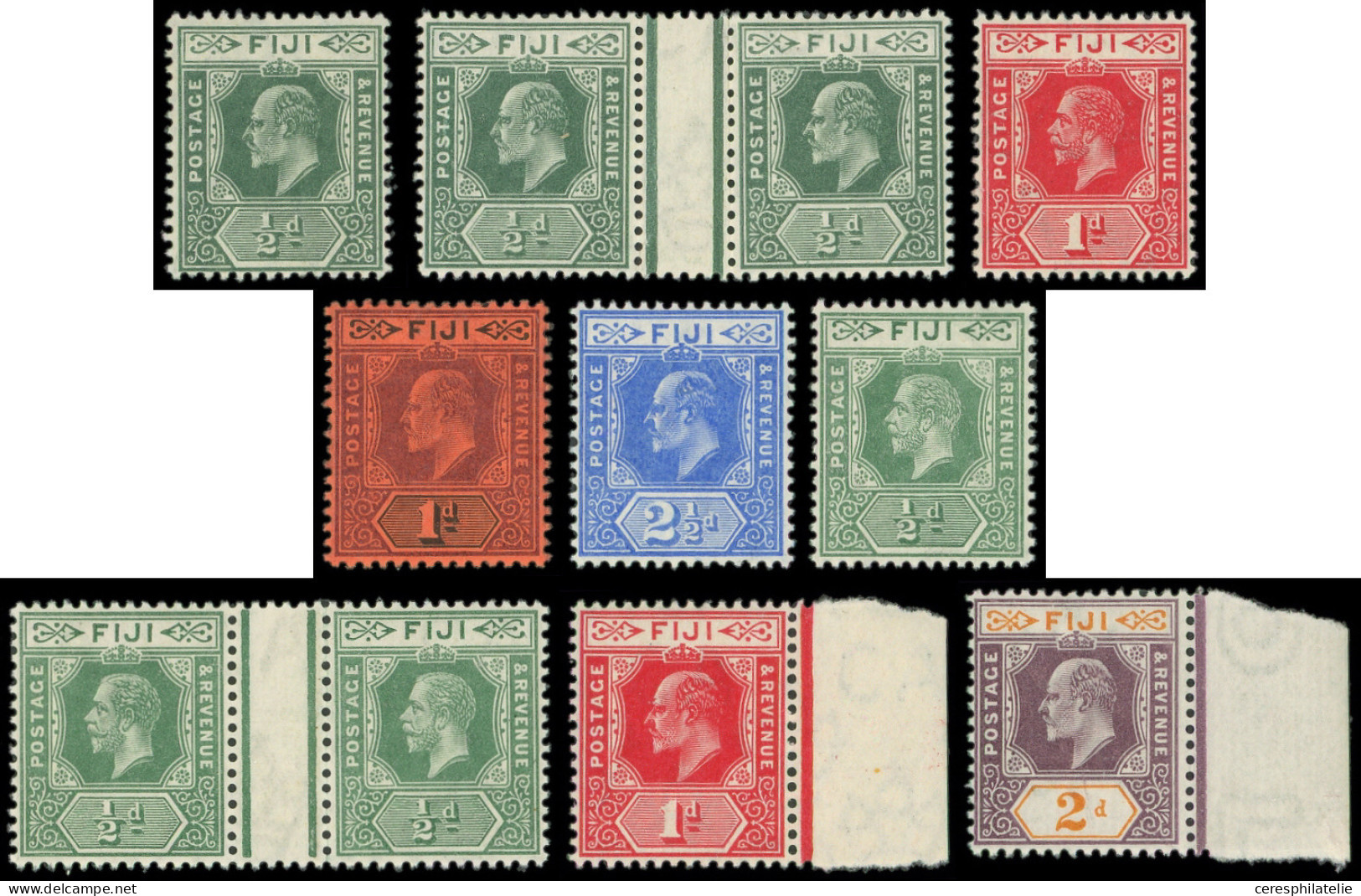 ** Fidji, Petit Lot D'Edouard VII, 7 Unités Et 2 Paires, Entre N°106 Et 127 (N°SG), TB - Fidji (...-1970)