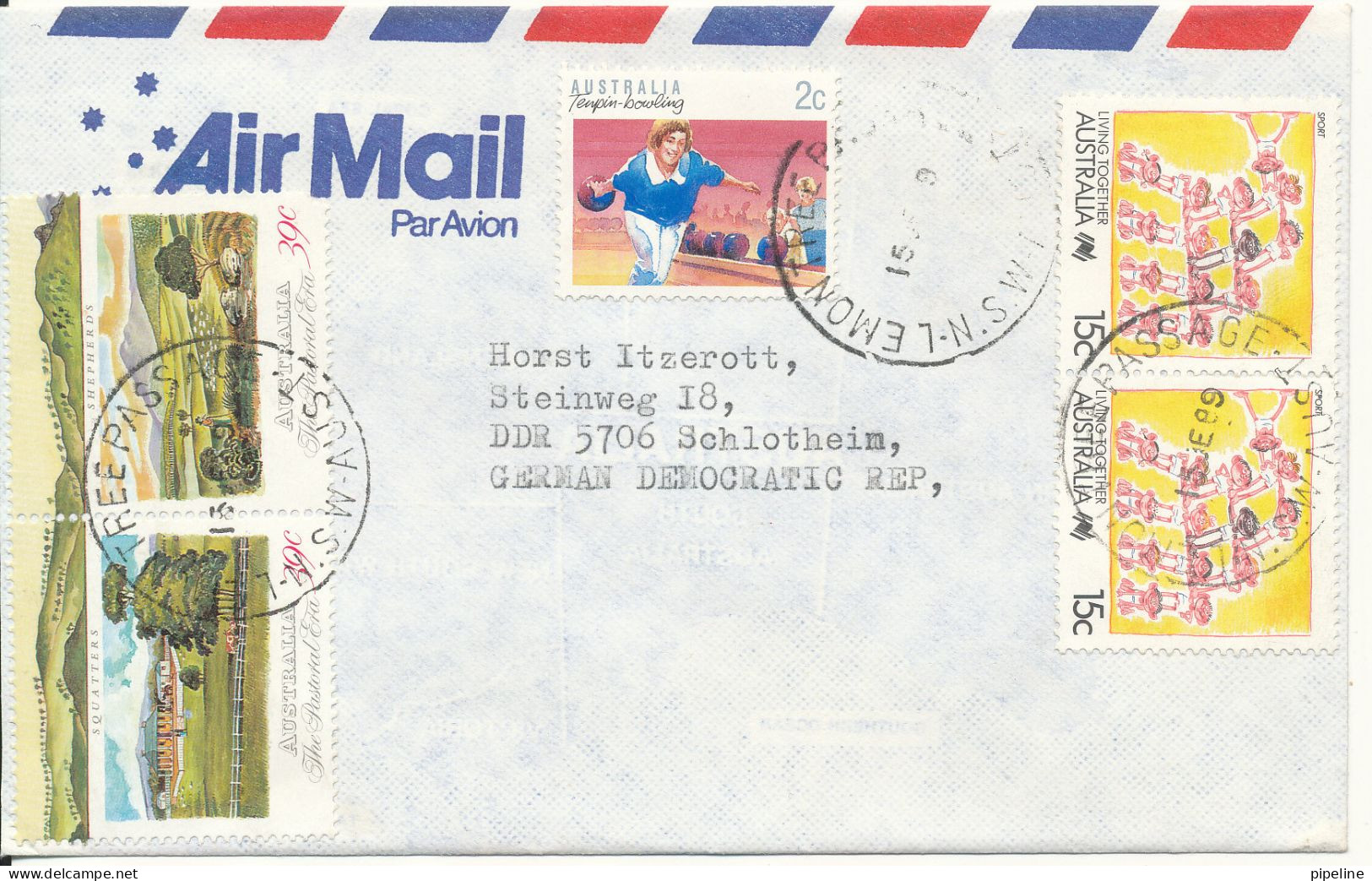 Australia Cover Sent Air Mail To Germany DDR 15-9-1989 - Cartas & Documentos