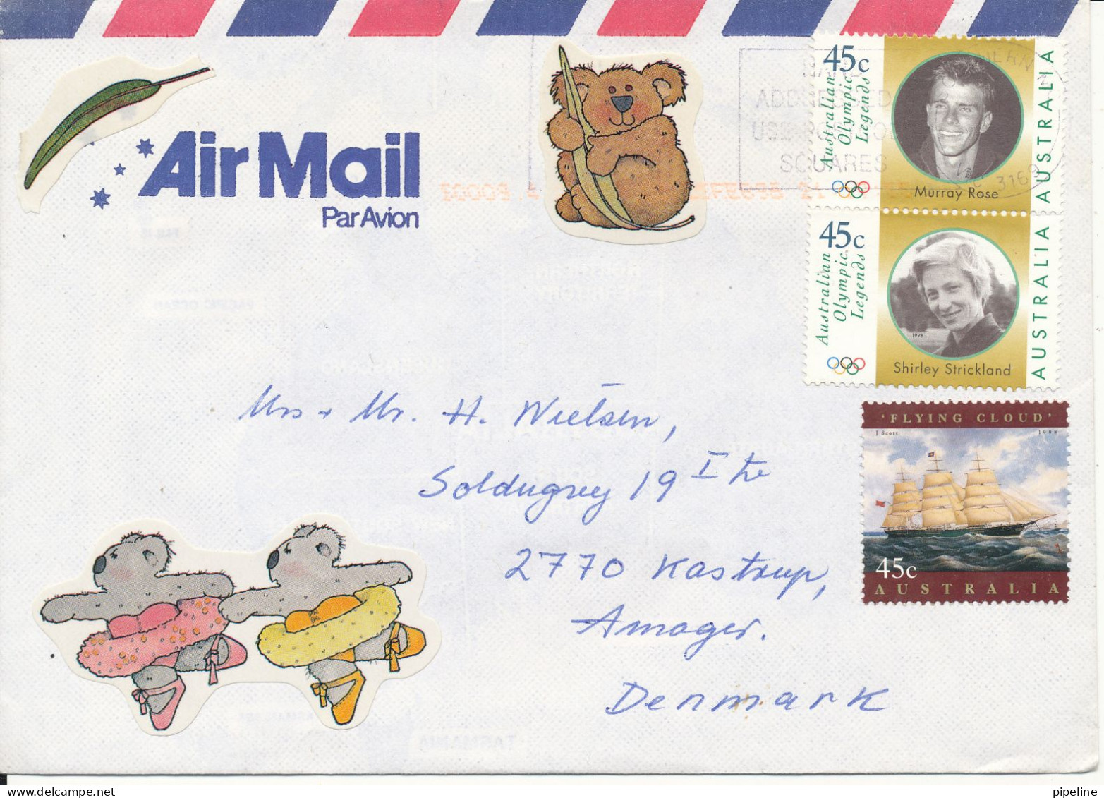 Australia Air Mail Cover Sent To Denmark - Covers & Documents