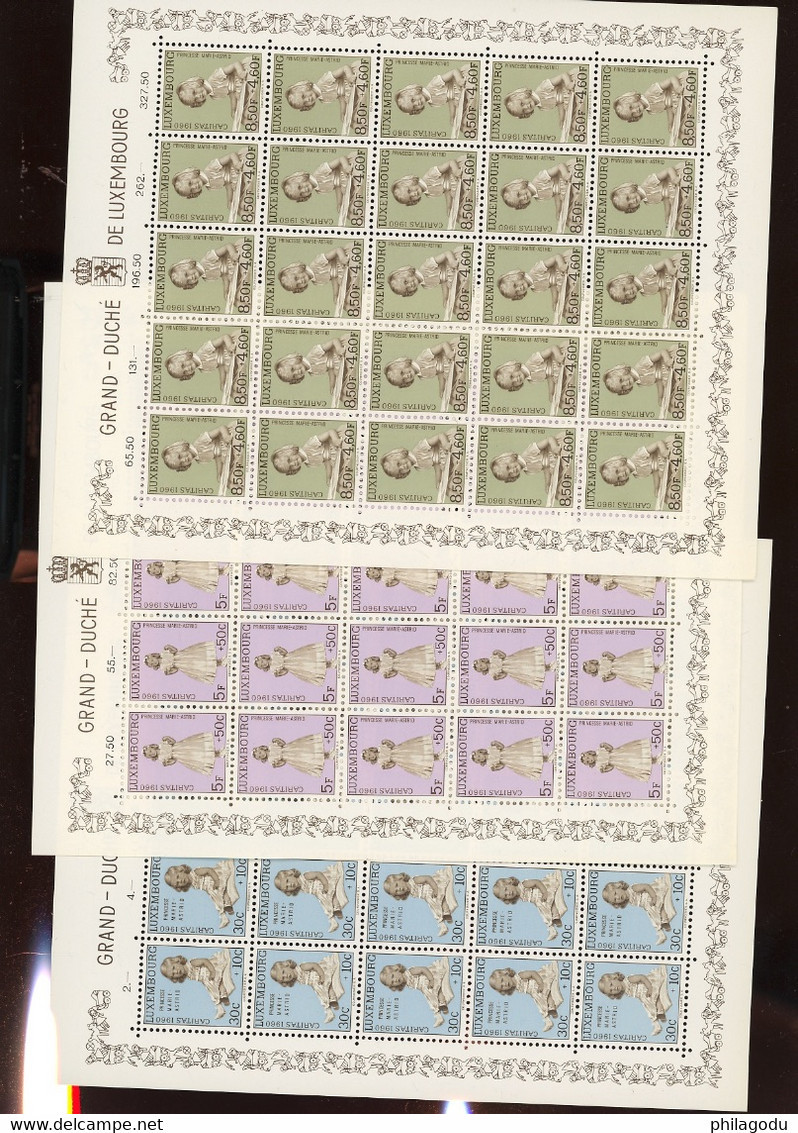 1960 Caritas Princesses  Yv.589-594 **  Yv. Cote 425,- Euros.  Postfrich.PARFAITES - Fogli Completi