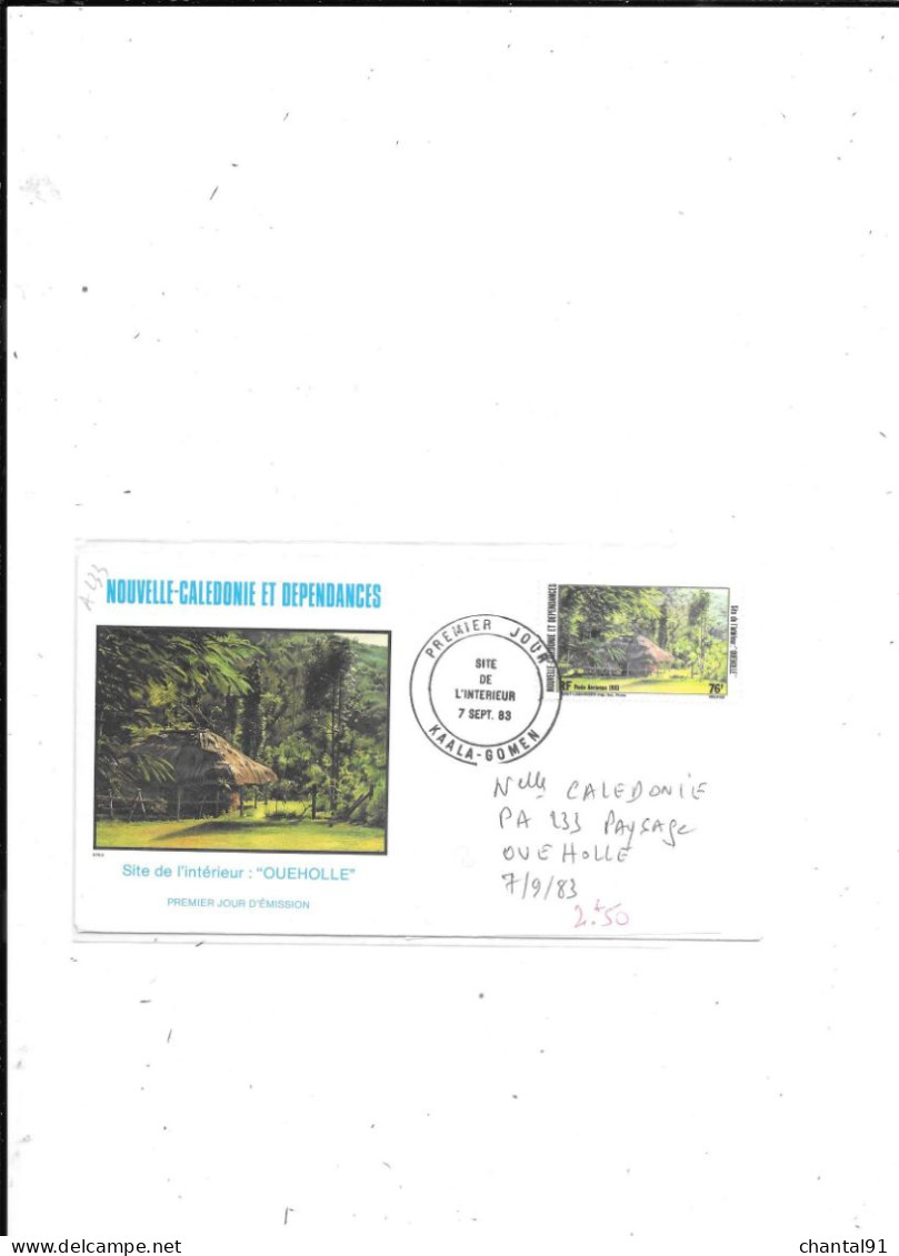 NOUVELLE CALEDONIE N° PA 223 OBL PAYSAGE OUEHOLLE 7.9.83 - Brieven En Documenten