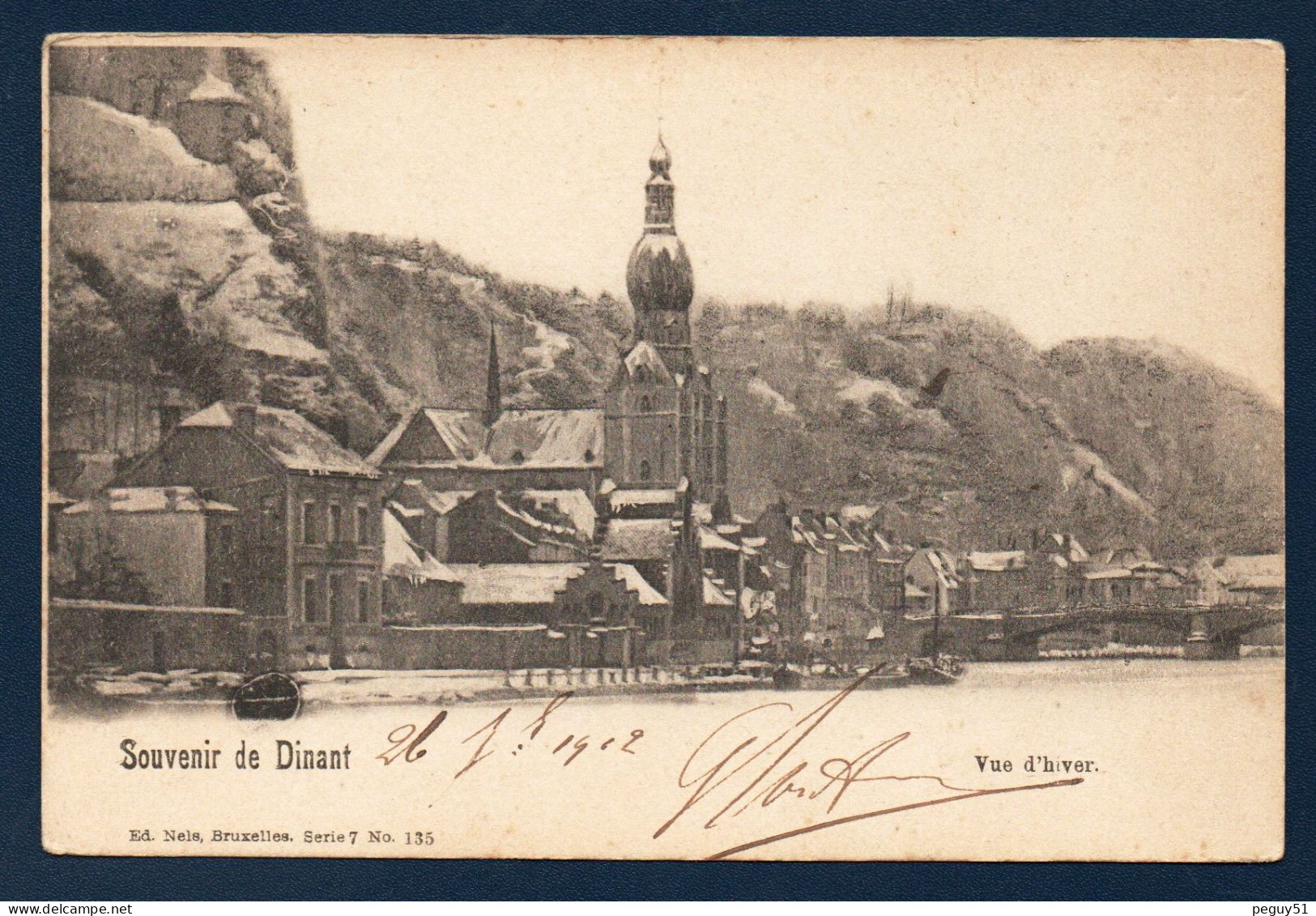 Dinant. Souvenir De Dinant. Vue D'hiver. La Collégiale Notre-Dame Sous La Neige. 1912 - Dinant
