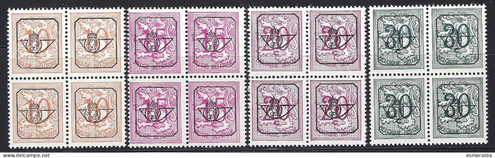 (BL80)   Pre 782-783-784-786 Blocs De 4 ** - Typo Precancels 1951-80 (Figure On Lion)