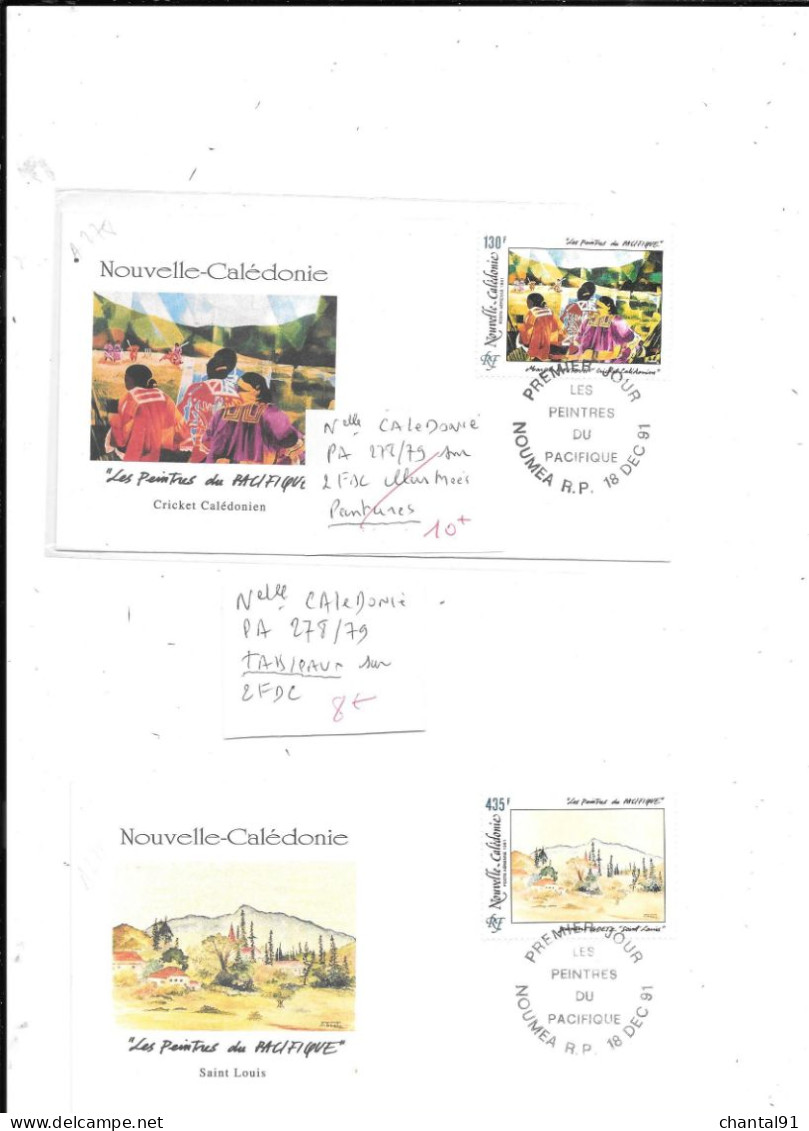 NOUVELLE CALEDONIE N° PA 278/79 OBL TABLEUX 2 FDC - Lettres & Documents