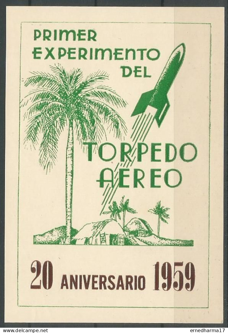 CUBA 1959. MNH Sheet Commemorating XX Anniversary Of The First Experimental Rocket Flight. Hojita XX Aniversario Cohete. - Ongebruikt