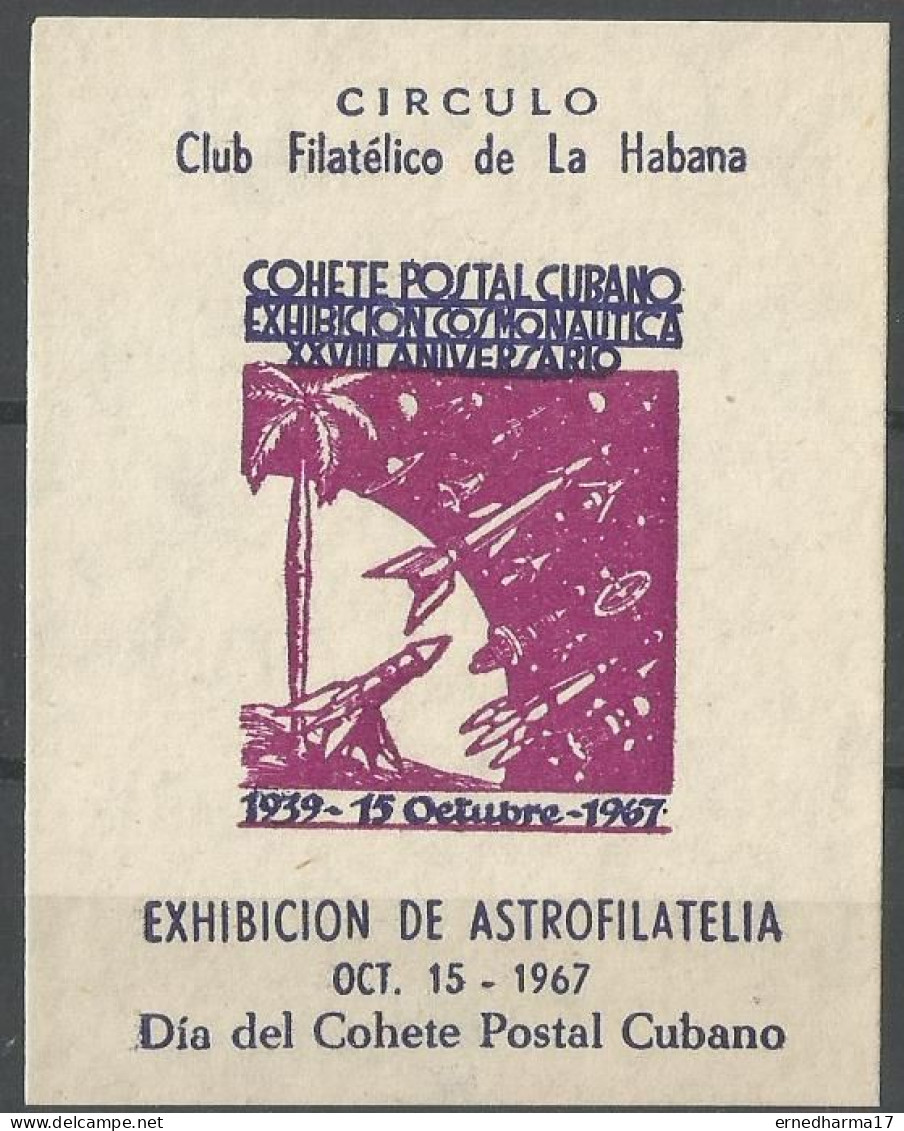 CUBA 1967. Sheet Commemorating XXVIII Anniversary The First Experimental Rocket Flight. Hojita XXVIII Aniversario Cohete - Ungebraucht