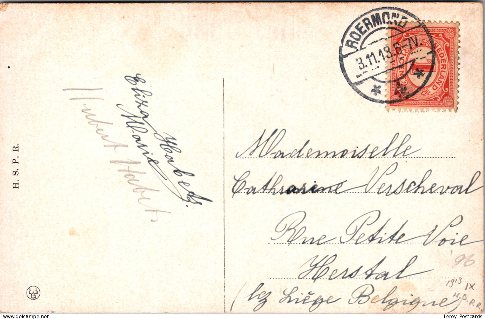 #3690 - Groet Uit Roermond, Neerstraat, H.S.P.R. 1913 (LB) - Roermond