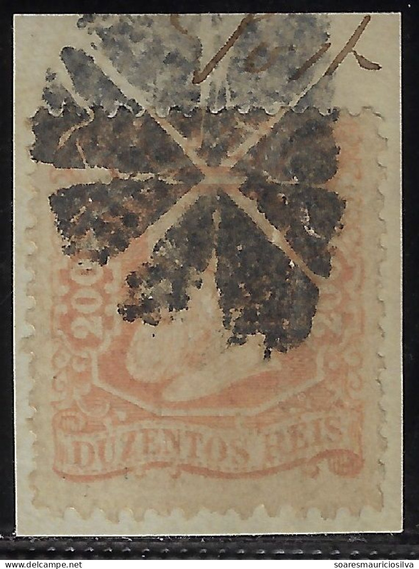 Brazil 1884 Stamp On Fragment Emperor Pedro II 200 Réis Mute Fancy Cancel Postmark - Gebruikt