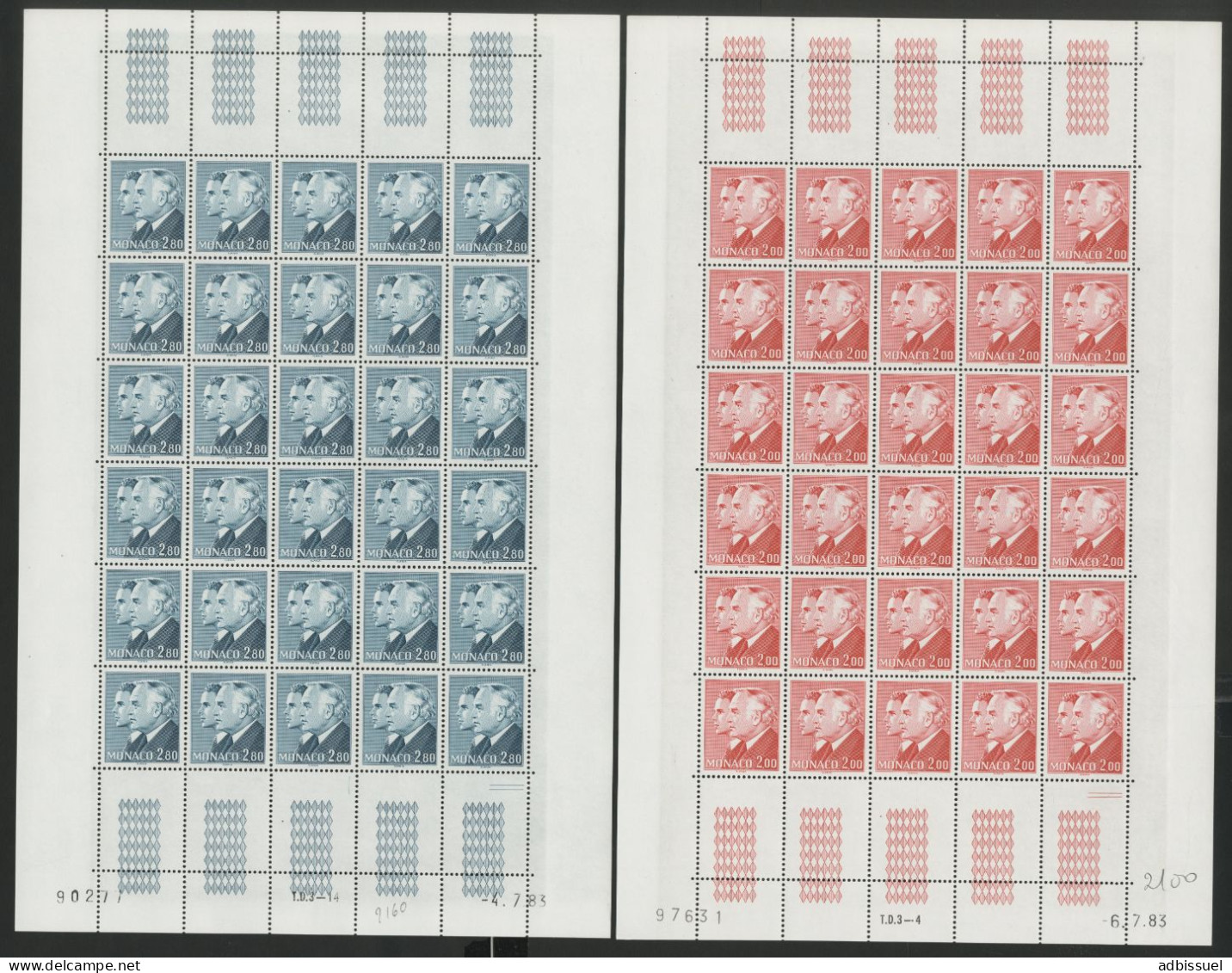 N° 1374 + 1375 2 Feuilles De 30 Ex. Neufs ** (MNH) Cote 139,50 € Vendues à 63,55 % De La Valeur Faciale Voir Suite - Unused Stamps