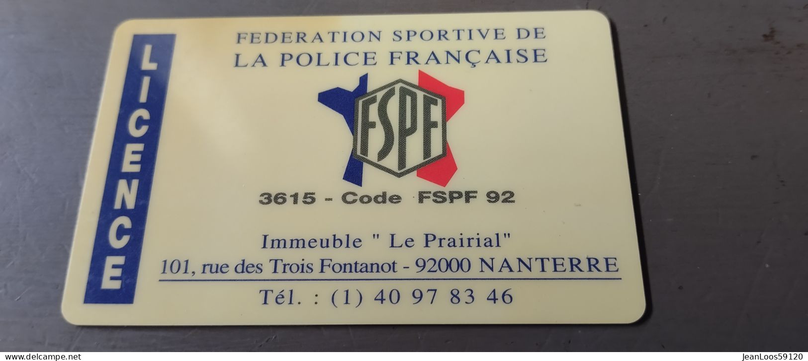 CARTE LICENCE 1993 - FSPF - FEDERATION SPORTIVE POLICE FRANCAISE ENP SENS - Altri & Non Classificati