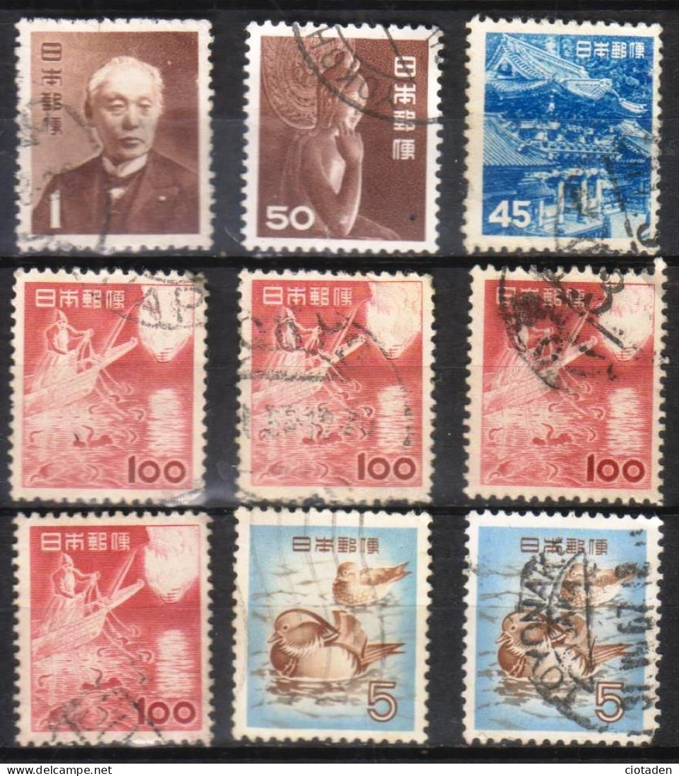 JAPON 1952 -- 9 Timbres - Used Stamps