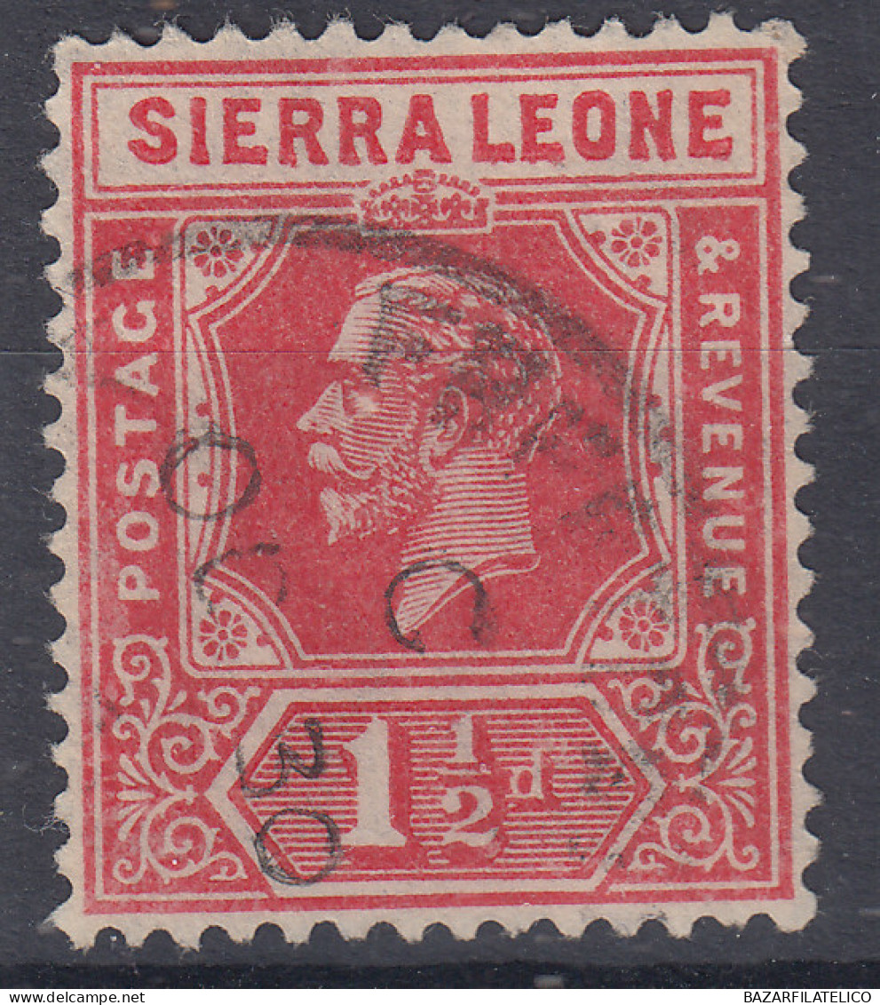 SIERRA LEONE 1921-27 GIORGIO V 1 1/2 D. N.133 USATO - Sierra Leone (...-1960)