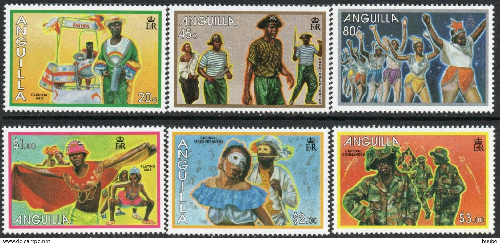 Anguilla, 1993	, Mi 907-913, Carnival In Anguilla, 6v + Block 97, MNH - Carnevale