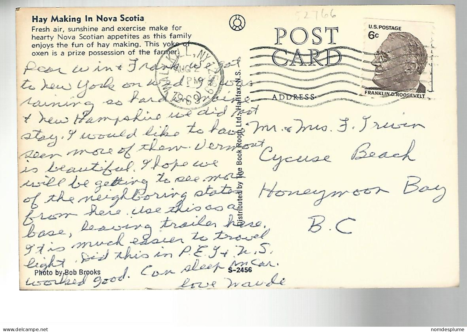 52766 )  Canada Nova Scotia New York Postmark 1969 - Autres & Non Classés