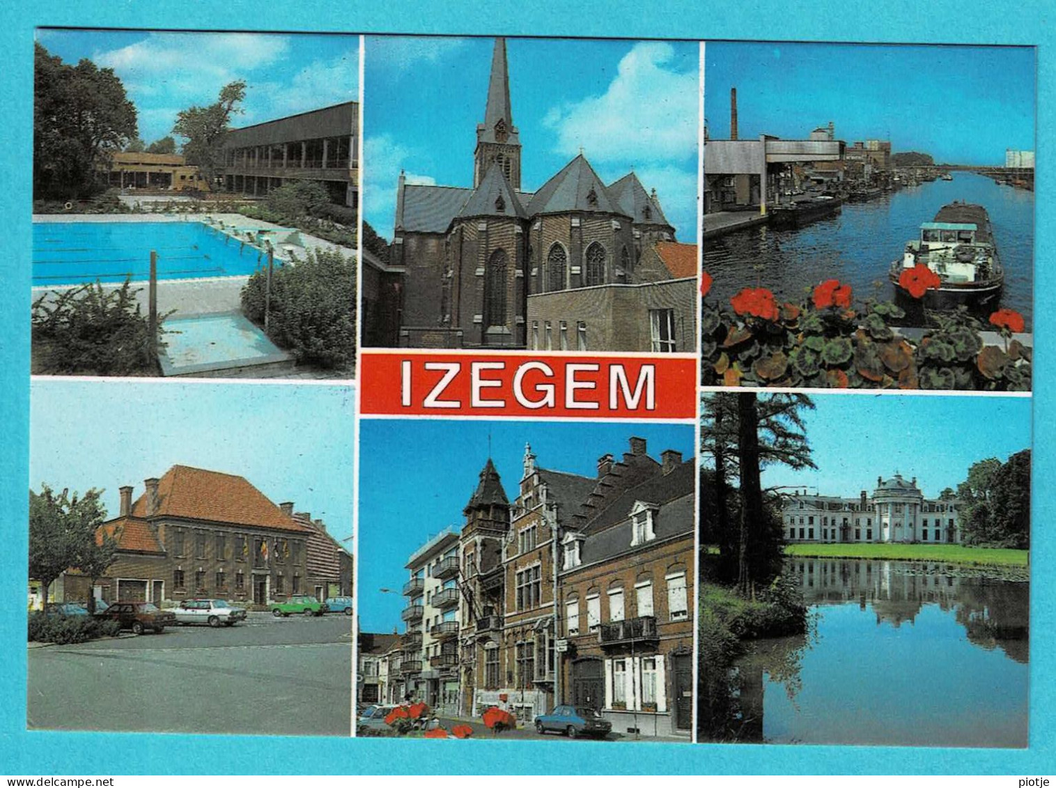 * Izegem - Iseghem (West Vlaanderen) * (J. V. D. B., Nr 456/1) Groeten Uit Izegem, Bonjour De, Péniche, Chateau, Piscine - Izegem