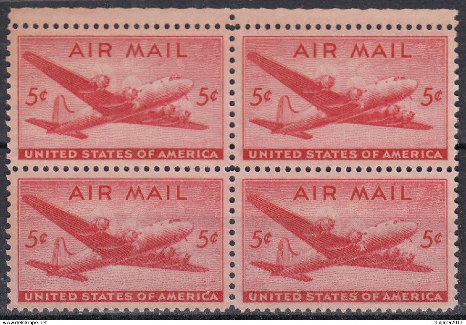 SALE !! 50 % OFF !! ⁕ USA 1946 - 1947 ⁕ DC-4 Skymaster - Airplane 5c. Airmail ⁕ 5 X 4v MNH - Nuevos