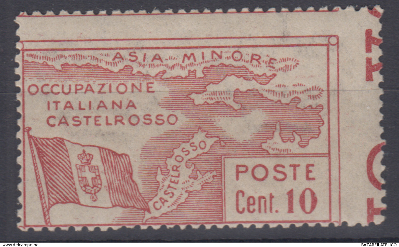 CASTELROSSO 1923 OCCUPAZIONE 10 CENTESIMI VARIETA' NON CENSITA G.I MNH** - Castelrosso