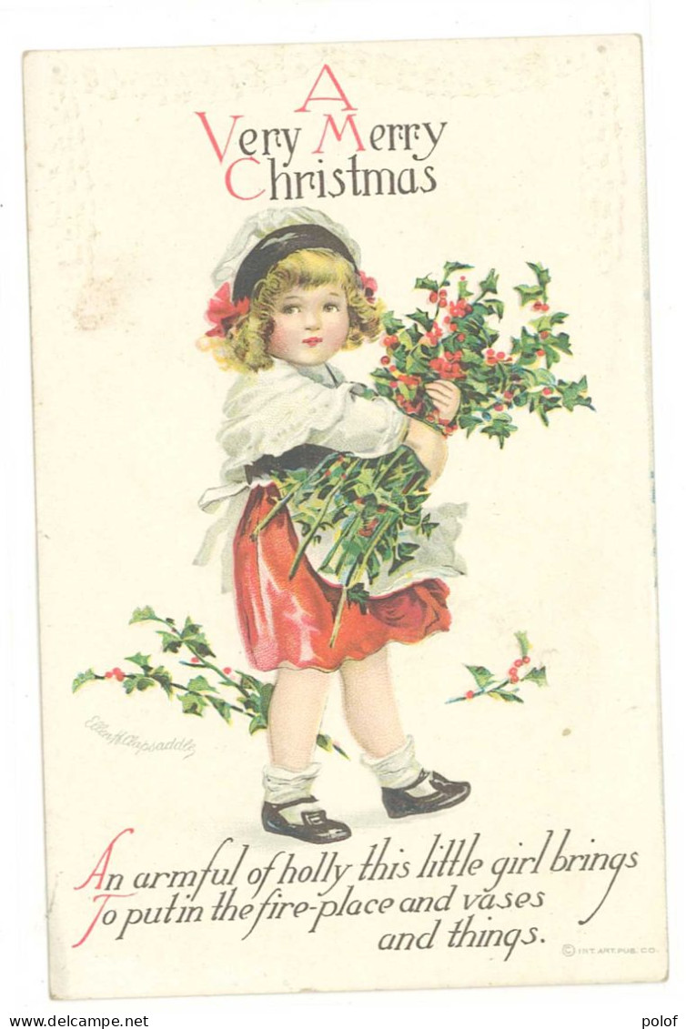 CLAPSADDLE - A Very Merry Christmas -  Fillette Et Fleurs.. (2) - Clapsaddle