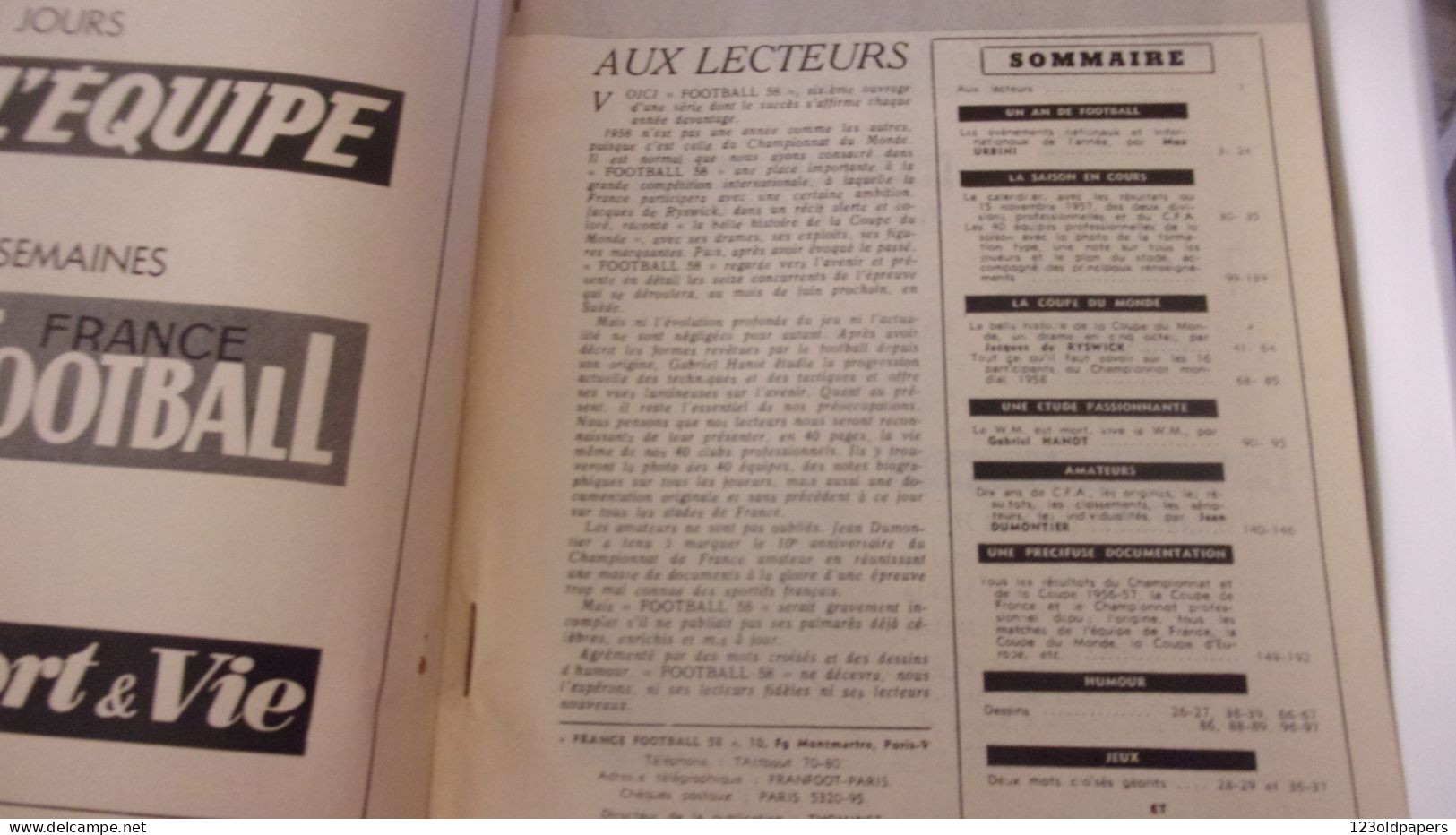 Revue FRANCE FOOTBALL 1958. Numéro Spécial. EQUIPES.. 192 PAGES ILLUSTRE COUVERTURE PAUL ORDNER - Deportes