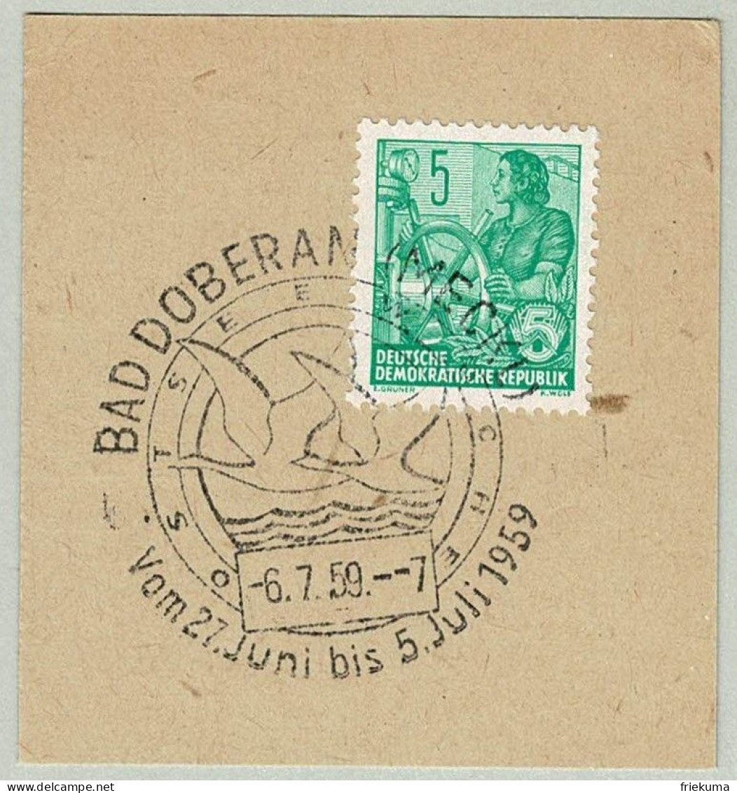 DDR 1959, Sonderstempel Ostseewoche Bad Doberan, Schwan / Cygne / Swan / Cygnus - Cisnes