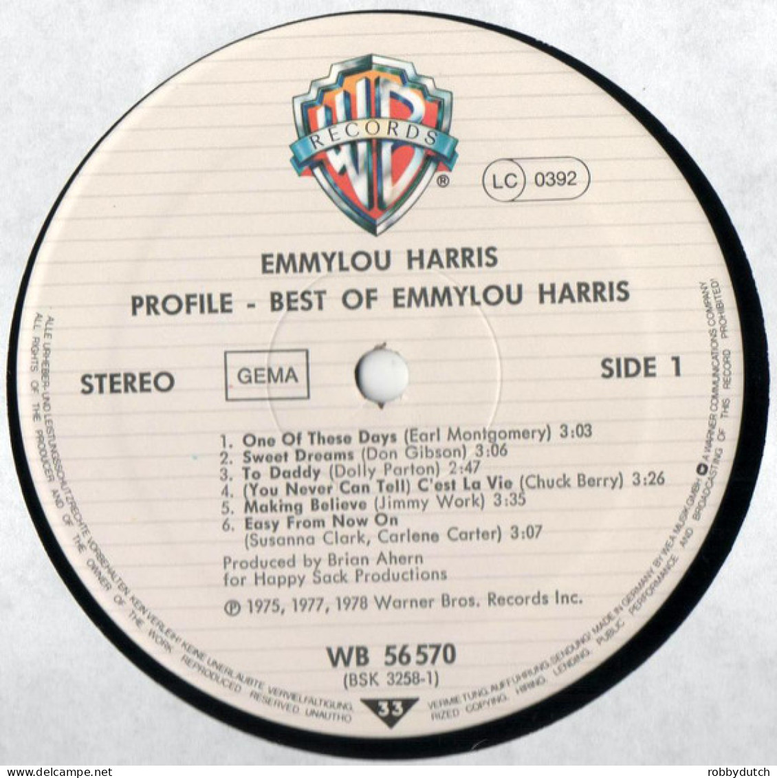 * LP *  EMMYLOU HARRIS - PROFILE - BEST OF EMMYLOU HARRIS (Germany 1978 EX-) - Country Y Folk