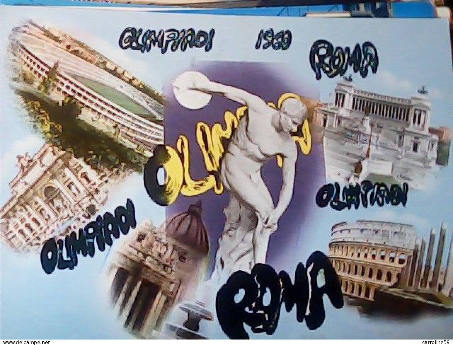 ROMA -OLIMPIADI 1960STADIO E DISCOBOLO V1960  JO3215 - Stadiums & Sporting Infrastructures